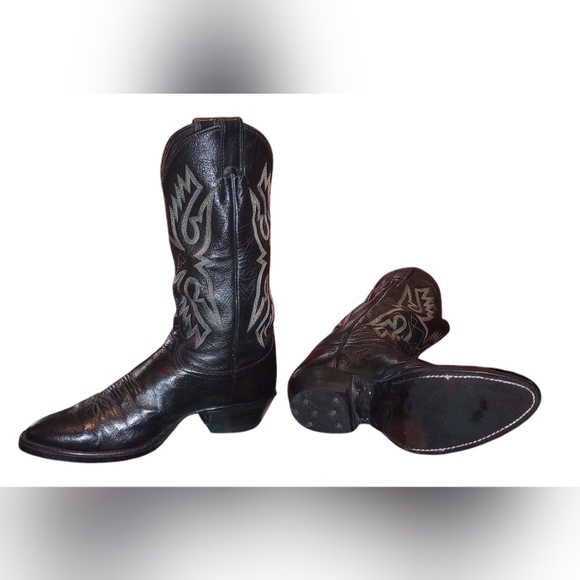 Vintage Justin Mens Leather Cowboy Boots Style 9036 Size 9D Made in U.S.A. - Picture 4 of 9